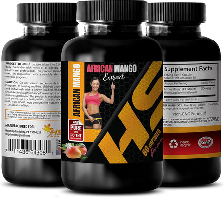 HS PRIME African Mango Extract Powder - African Mango Extract 500 - Fat Burners, Mood Enhancer for Kids, Performance Booster, Energy Support, Immune Boosters for Adults, Vitamin C - 3 Bot 180 Caps