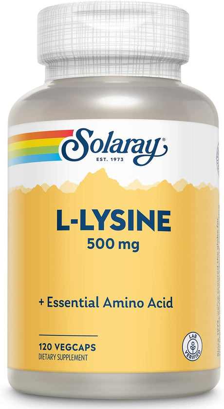 SOLARAY L-Lysine 500Mg | Amino Acid | Healthy Cognitive, Immune System & GI Function, Bones, Joints & Skin Support | 120 Vegcaps