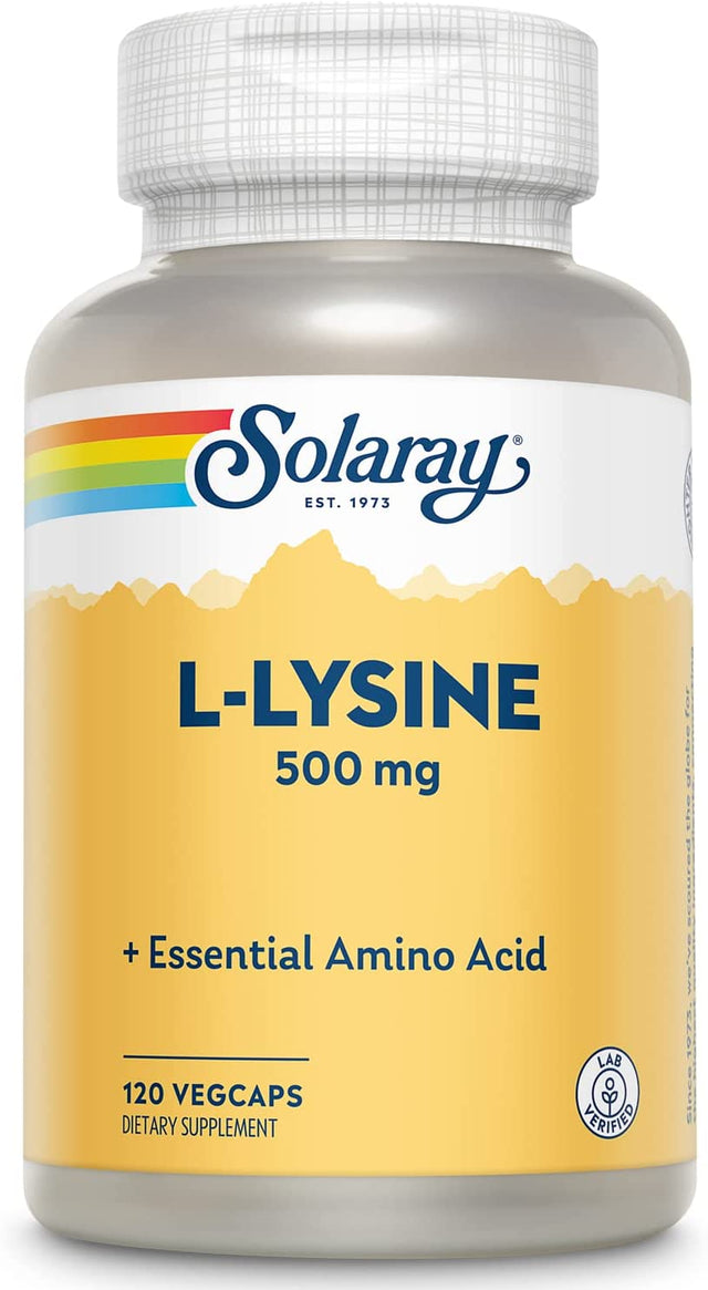 SOLARAY L-Lysine 500Mg | Amino Acid | Healthy Cognitive, Immune System & GI Function, Bones, Joints & Skin Support | 120 Vegcaps