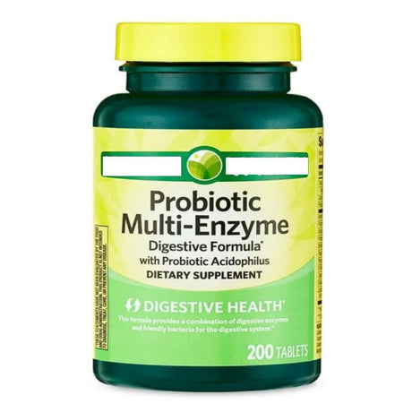 Probiotic Multi-Enzyme Digestive Formula with Probiotic Acidophilus Tablets Dietary Supplement, 200 Count