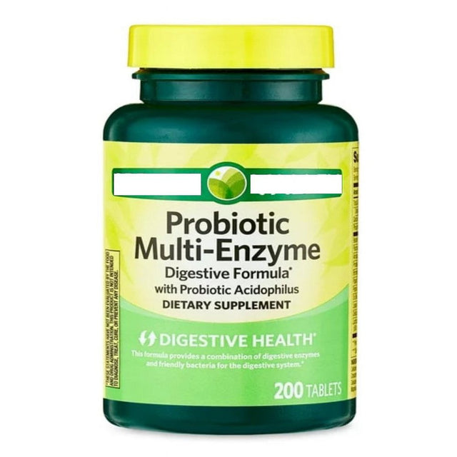 Probiotic Multi-Enzyme Digestive Formula with Probiotic Acidophilus Tablets Dietary Supplement, 200 Count
