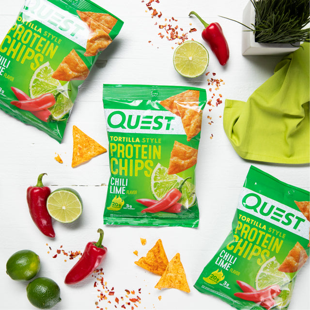 Quest Tortilla Style Protein Chips, Chili Lime, Gluten Free, 1.1Oz, 4Ct