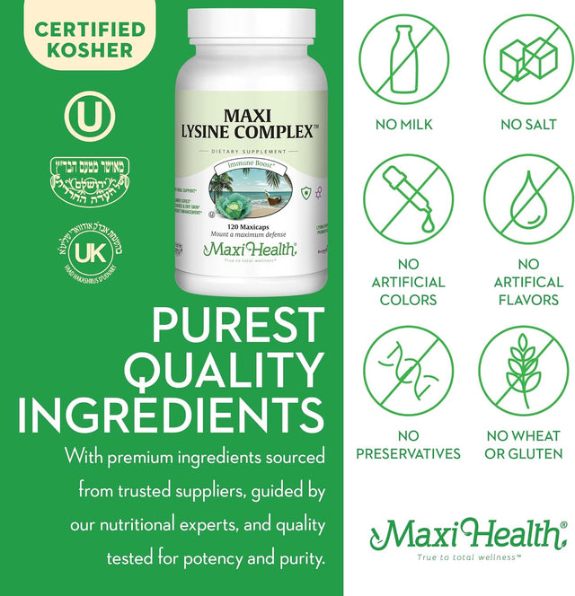 Lysine Complex with Probiotics - L-Lysine 1000Mg Capsules for Protein Synthesis and Immune Health - 1000 Mg Lysine Supplement from Lysine Hcl - Amino Acid with Enzymax for Enhanced Absorption