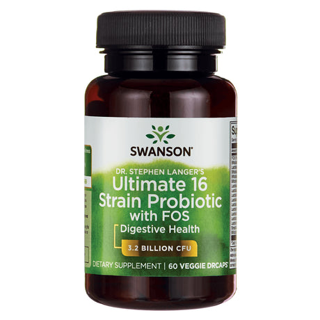 Swanson Dr. Stephen Langer'S Ultimate 16 Strain Probiotic with Prebiotic Fos Vegetable Capsules, 3.2 Billion Cfu, 60 Count