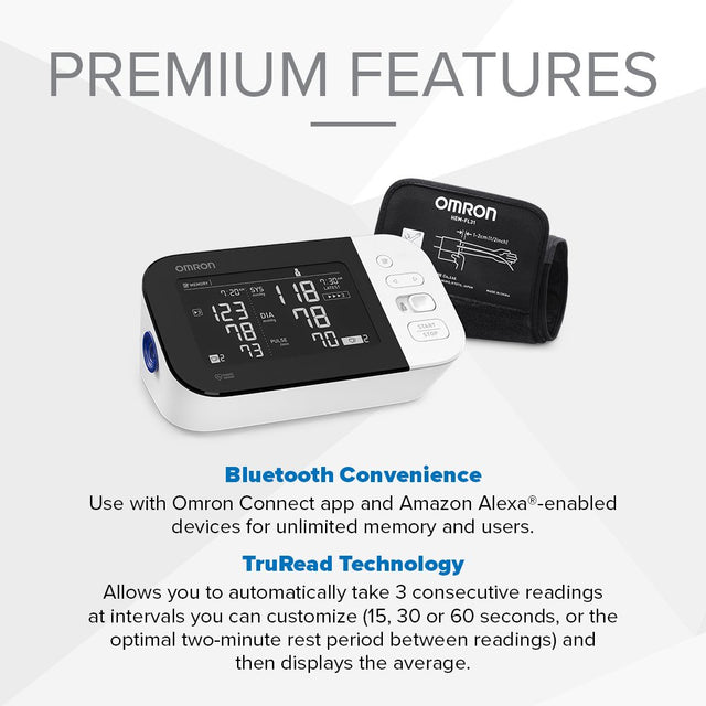 OMRON 10 Series Blood Pressure Monitor (BP7450), Upper Arm Cuff Digital Bluetooth Blood Pressure Machine, Stores up to 200 Readings for Two Users (100 Readings Each)