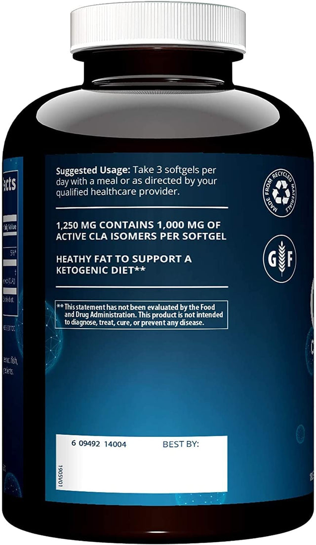 MRM Nutrition CLA 1250 | Keto Friendly | 80% CLA High Potency | 1000Mg CLA per Capsule | Healthy Fats | Gluten-Free | 30 Servings