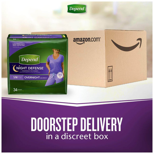 Depend Night Defense Incontinence Overnight Underwear for Women, XL, Packaging May Vary | 12 Count