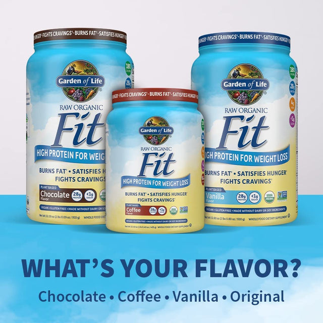 Garden of Life Raw Organic Fit Vegan Protein Powder Coffee, 28G Plant Based Protein for Weight Loss, Pea Protein, Fiber, Probiotics, Dairy Free Nutritional Shake for Women and Men, 10 Servings