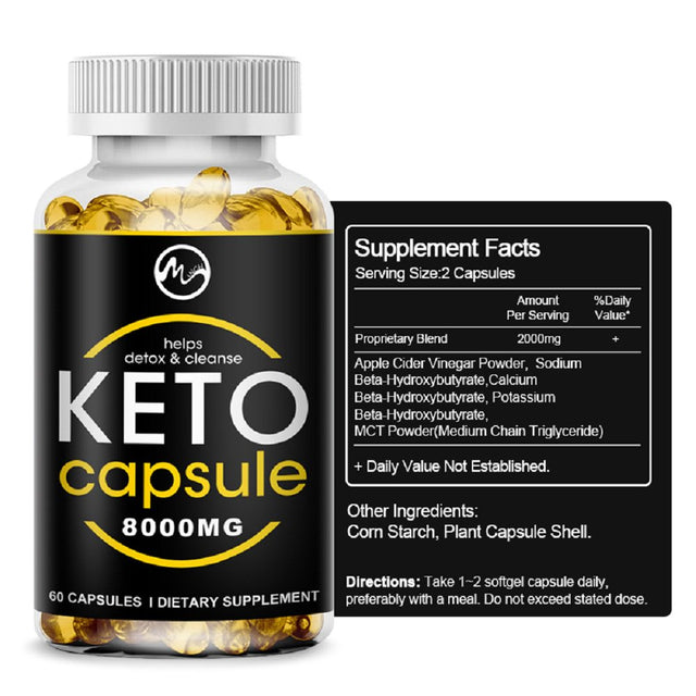 Minch Premium Keto Pills, Weight Loss Supplement, Non-Gmo, 8000 Mg - 60 Capsules