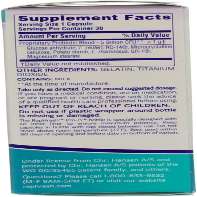 Rephresh Pro-B Probiotic Feminine Supplement Capsule, 30 Capsules