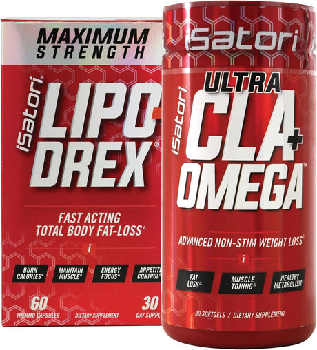 Isatori Lipo-Drex Fat Loss Thermogenic Formula-Fast Acting Weight Loss-Appetite Suppressant (60 Capsules) Ultra CLA + Omega (90 Softgels)