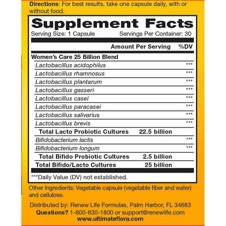 Renew Life Ultimate Flora Women'S Daily Probiotic Veggie Capsules 30 Ea (Pack of 3)