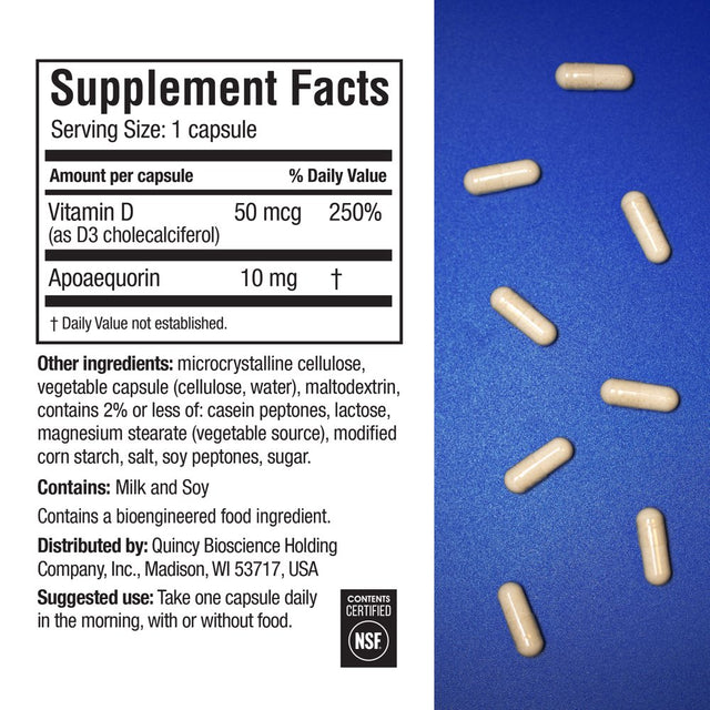 Prevagen Improves Memory - RS 10Mg, 30 Capsules with Apoaequorin & Vitamin D Brain Supplement for Better Brain Health, Supports Healthy Brain Function