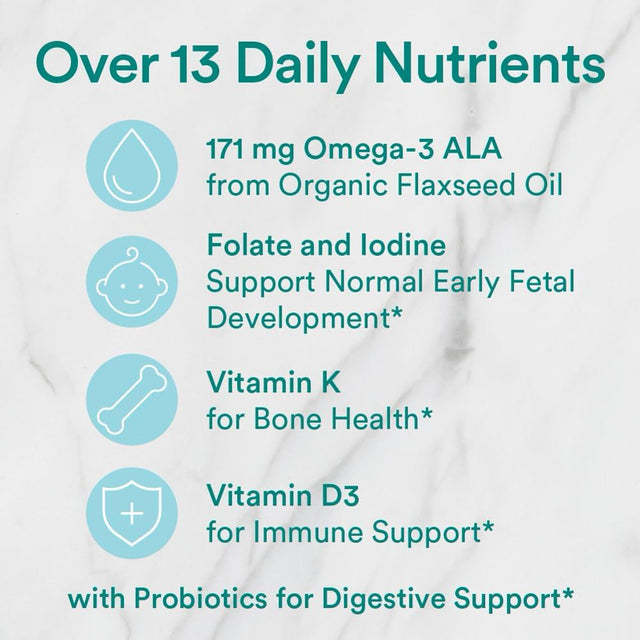 Smartypants Organic Prenatal Vitamins for Women, Multivitamin Gummies: Probiotics, Biotin, Methylfolate, Omega 3 (ALA), Vitamin D3, C, Vitamin B12, B6, Vitamin A, K & Zinc, 120 Count (30 Day Supply) Organic Prenatal 120 Count (Pack of 1)