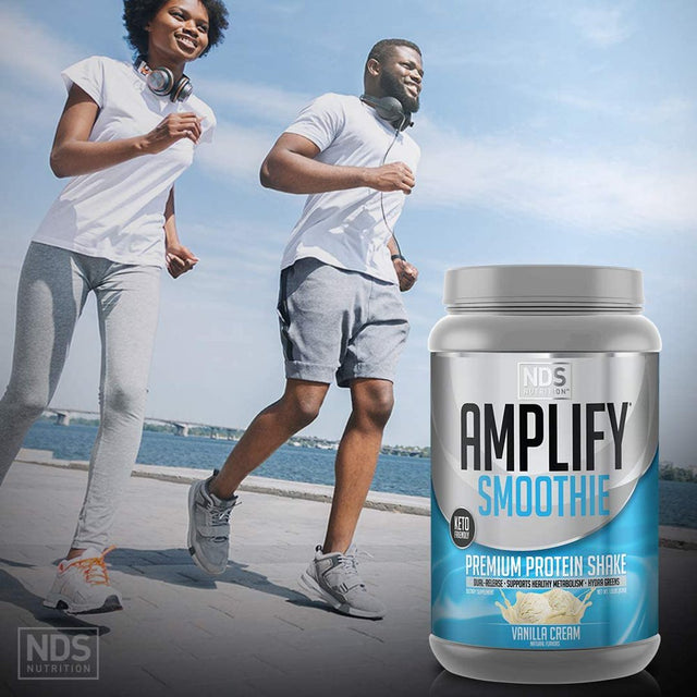NDS Nutrition Amplify Smoothie Premium Whey Protein Powder Shake with Added Greens and Amino Acids - Build Lean Muscle, Gain Strength, Lasting Energy, and Lose Fat - Vanilla (30 Servings)