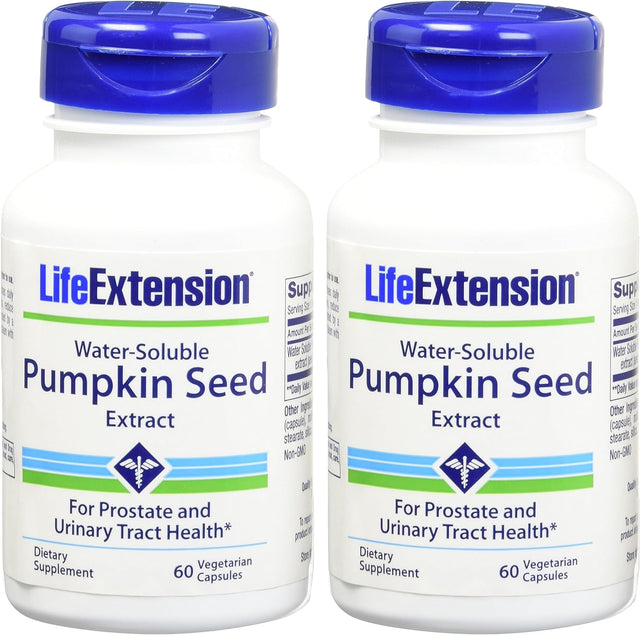 Life Extension Water-Soluble Pumpkin Seed Extract 60 Vegetarian Capsules (Pack of 2)