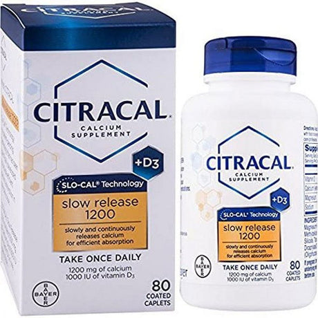 Citracal Slow Release W/ Vitamin D3 1200 Calcium Absorbtion 80 Ct, 3-Pack