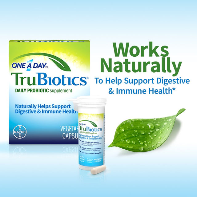 One a Day Trubiotics, Daily Probiotic Supplement for Digestive Health, 30-Capsule Box