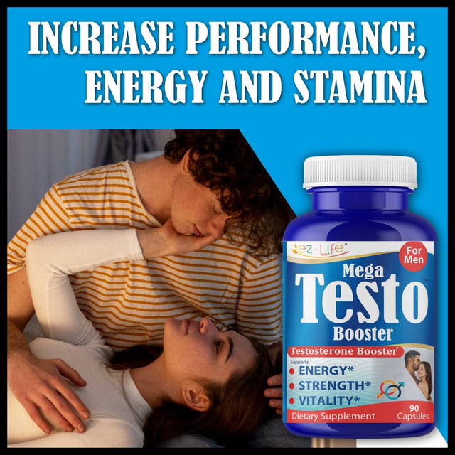 Mega Testo Booster Testosterone Booster for Men, Extreme Strength + Enhances Performance |Libido Booster for Men Strength Drive Endurance- 60 Pills by Renco Pharma