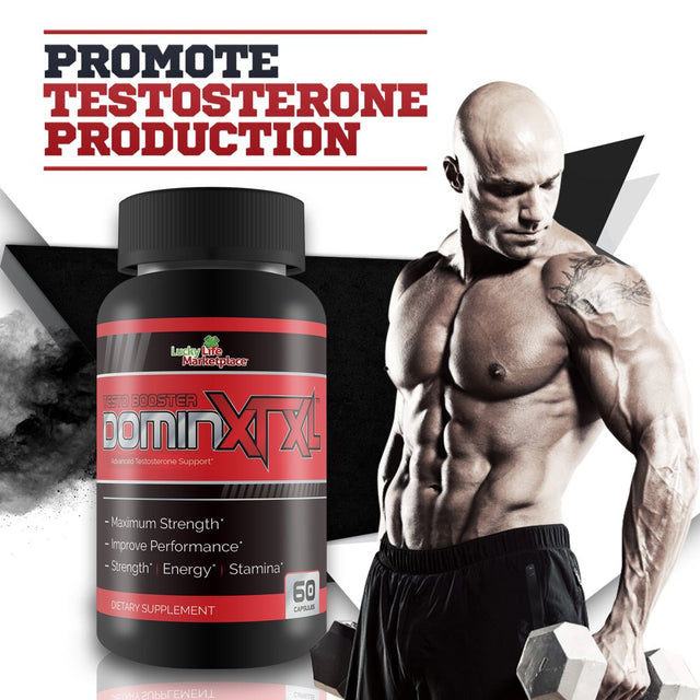 Testo Booster Domin XT XL - Testosterone Booster for Strength, Muscle Building, Performance, Energy, Stamina, and Sexual Health - Advanced Testosterone Support - 60 Capsules