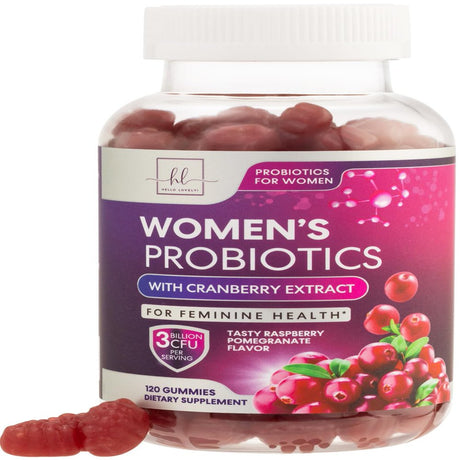 Probiotics for Women + Cranberry - 3 Billion CFU Guaranteed & 6 Vegan Strains for Women'S Vaginal, Digestive, Ph & Immune Health Support, Womens Probiotic Gummy, Shelf Stable, No Gluten - 120 Gummies