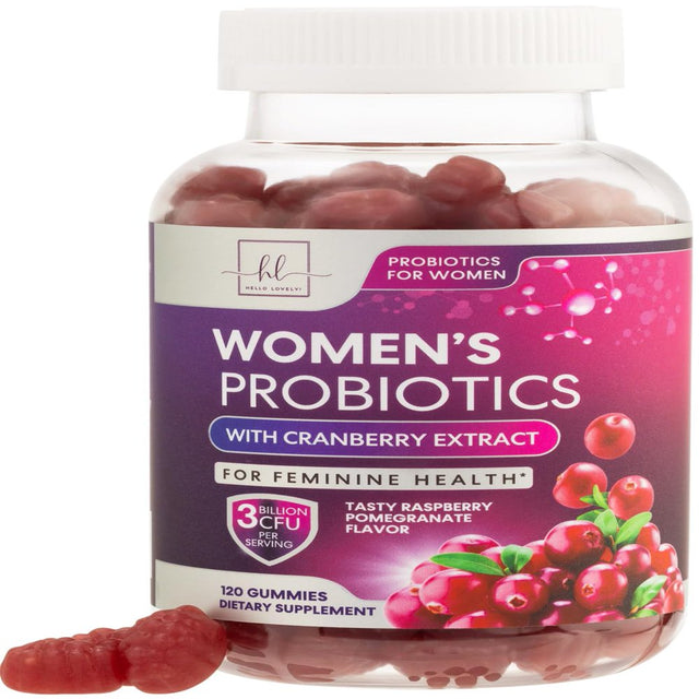 Probiotics for Women + Cranberry - 3 Billion CFU Guaranteed & 6 Vegan Strains for Women'S Vaginal, Digestive, Ph & Immune Health Support, Womens Probiotic Gummy, Shelf Stable, No Gluten - 120 Gummies