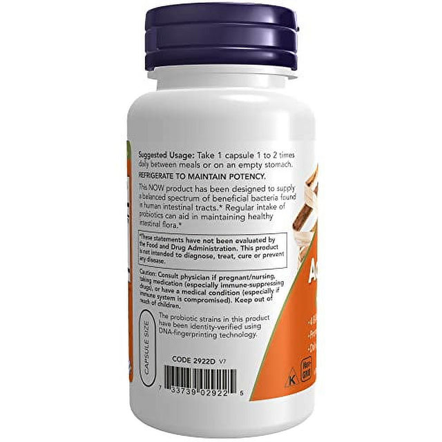 NOW Supplements, Acidophilus 4X6, 4 Billion Potency with 6 Probiotic Strains, Strain Verified, 120 Veg Capsules