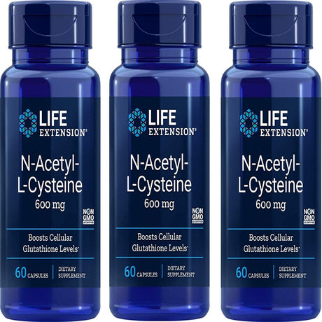 Life Extension N-Acetyl-L-Cysteine 600 Mg 60 Capsules - 3 Pack