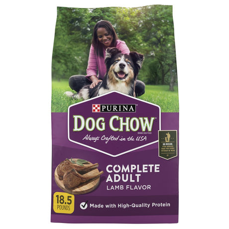 Purina Dog Chow Complete Dry Dog Food for Adult Dogs High Protein, Lamb, 18.5 Lb Bag