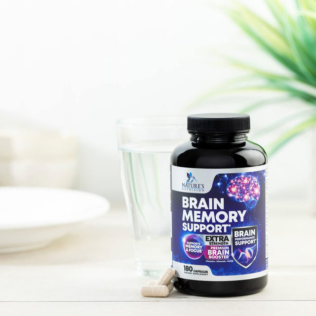 Nootropic Brain Supplement for Memory, Focus & Concentration + Cognitive Support, Booster with Phosphatidylserine, DMAE Bacopa, Vitamins Men Women, Non-Gmo - 180 Capsules