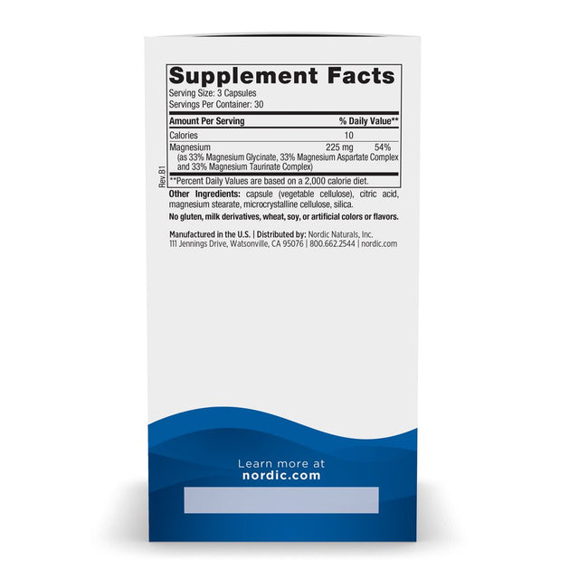 Nordic Naturals Magnesium Complex, 225 Mg, Brain & Heart Health, 90 Ct