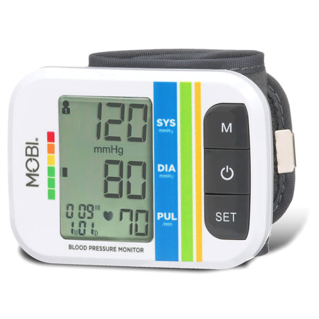 MOBI Health Wrist Blood Pressure Monitor, BP Monitor Irregular Heart Beat Detection Cuff Automatic with Large Display Screen Support Charging Supply for Home Use