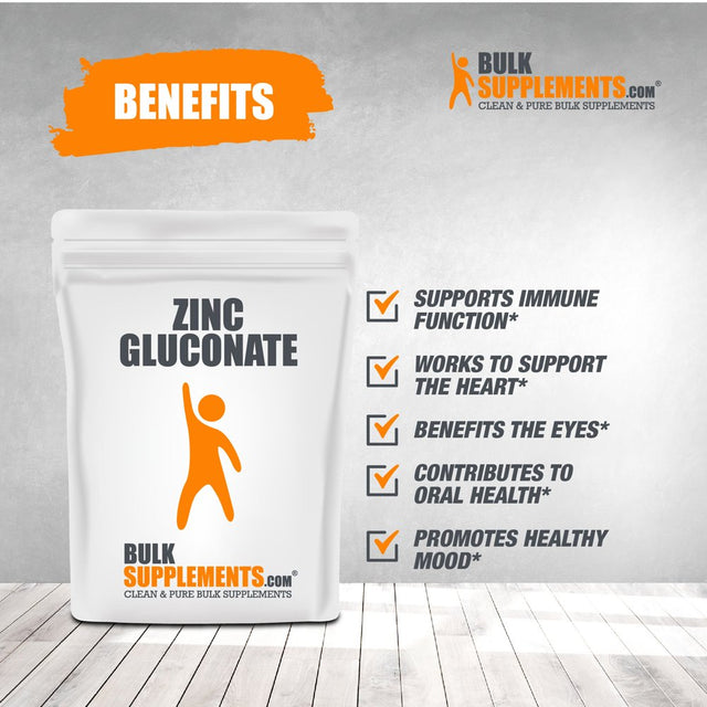 Bulksupplements.Com Zinc Gluconate Powder - Elemental Zinc - Vegan Zinc - Pure Zinc - Zinc for Men Zinc Powder Zinc Mineral Supplements (5 Kilograms)