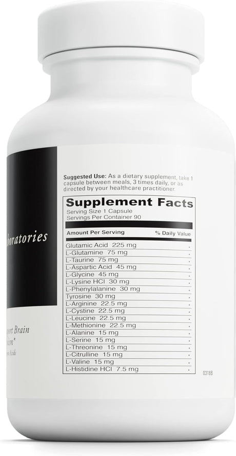 DAVINCI Labs Amino 21 - Supports Brain Function & Muscle Metabolism* - Amino Acid Dietary Supplement with L-Glutamine, L-Lysine Hcl, Tyrosine, L-Arginine and More - Gluten-Free - 90 Capsules, 750 Mg