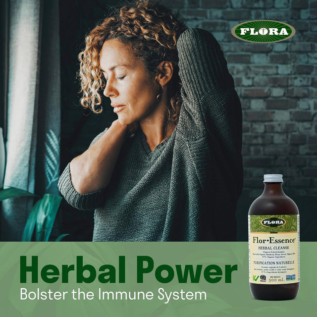 Flora Health Flor-Essence Liquid Tea Blend - Ancient 8-Herb Formula - Natural Full Body Cleanse & Detox - Organic Ingredients - Pure Vegan Formula - Burdock Root, Sorrel, Slippery Elm, Kelp - 500Ml