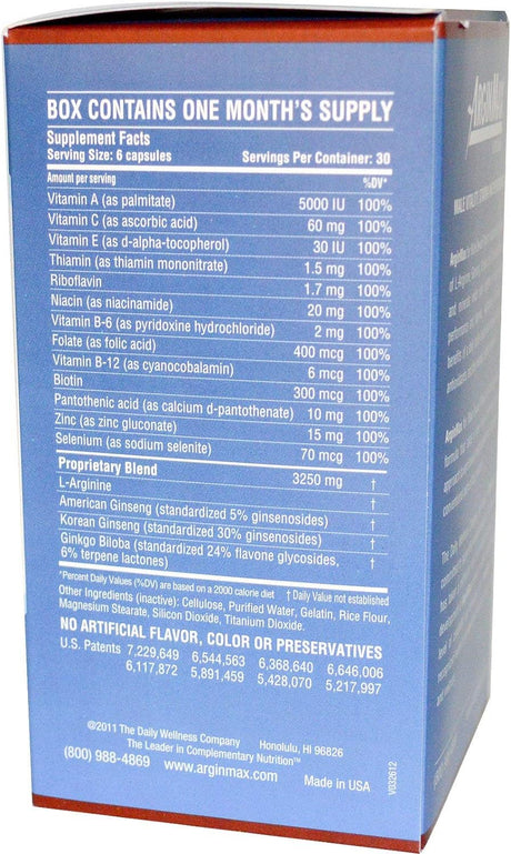 Arginmax L Arginine Nitric Oxide Supplement for Men - Oxygen & Blood Flow Support, Non GMO Nitric Oxide Booster - Larginine Supplements with Ginseng, Nitric Oxide Supplements for Men - 180 Capsules