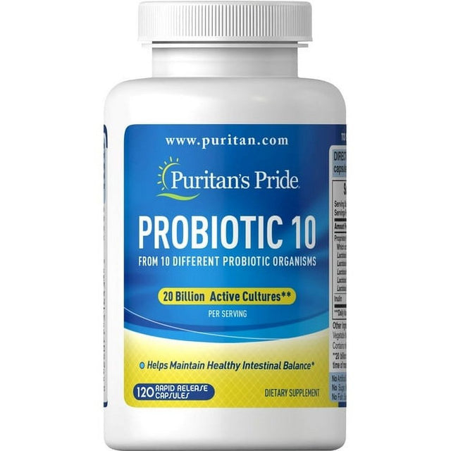 Puritan'S Pride Probiotic 10 (20 Billion Active Cultures) 120 Capsules