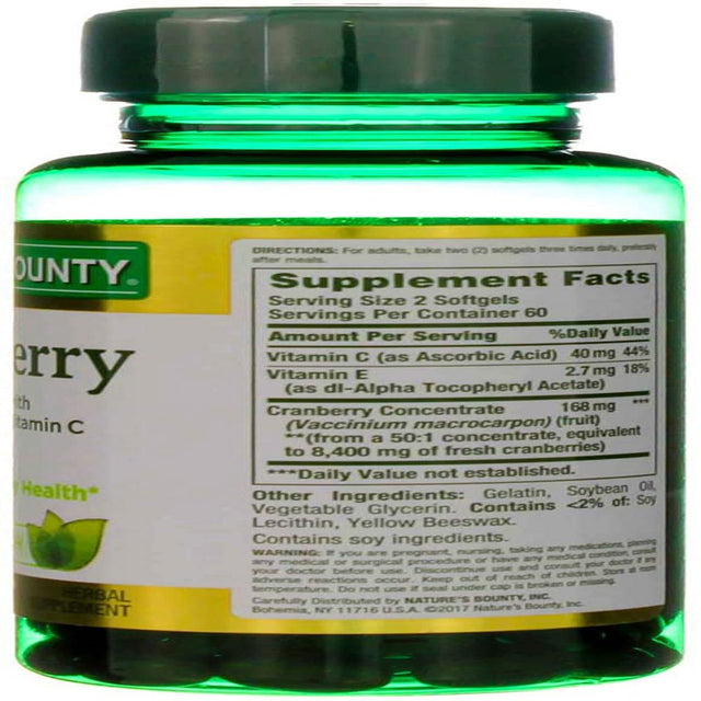 Nature'S Bounty Cranberry Fruit 4200 Mg plus Vitamin C, Softgels, 120 Ea
