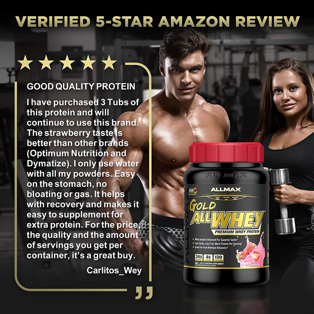 ALLMAX Gold ALLWHEY, Chocolate - 5 Lb - 24 Grams of Protein per Scoop - Gluten Free, Low Carb & Low Sugar - Approx. 71 Servings