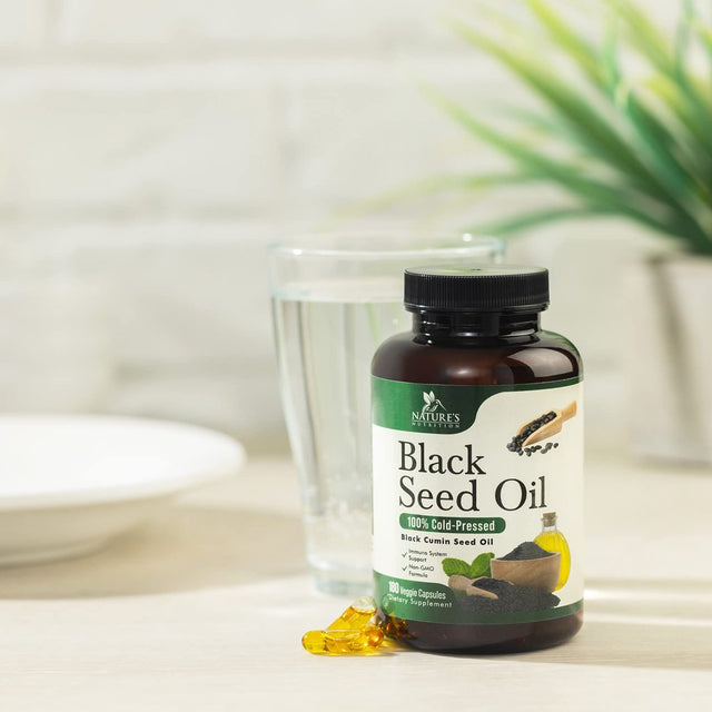 Premium Black Seed Oil Capsules 1000Mg - Vegan Cold-Pressed Nigella Sativa Black Seed Oil, Nature'S Pure Black Cumin Seed Oil for Immune, Hair and Brain Support, Non-Gmo - 180 Capsules