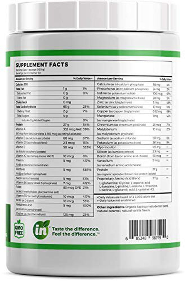 Absorb plus Vegan Isolate Protein - Diet Supplement Improved Gut Health, Nutritional Support, Natural Ingredients, Non-Gmo, Gluten-Free, Organic Sprouted Rice Protein, Unsweetened Vanilla Brûlée, 1Kg