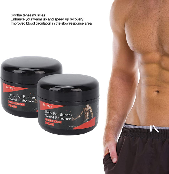 2Pcs Hot Sweat Cream, Male Abdominal Muscle Sweating Cream, Lines Shaping Cream, Strengthening Muscle Massage Cream, Muscles Burn Calories Slimming Cream for Fitness 60G