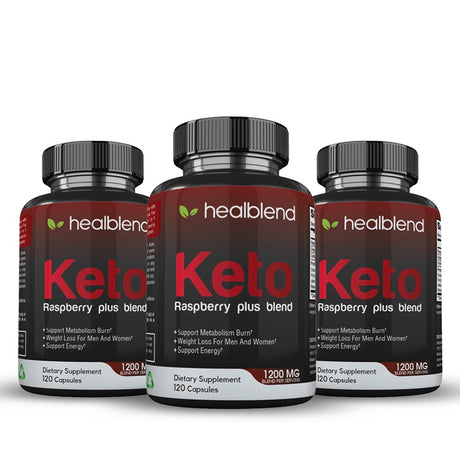 Healblend Raspberry Keto plus Supplement - Ketones Diet Pills, Advanced Weight Loss Support, Promotes Ketosis for Women and Men - 120 Capsules 3-Pack