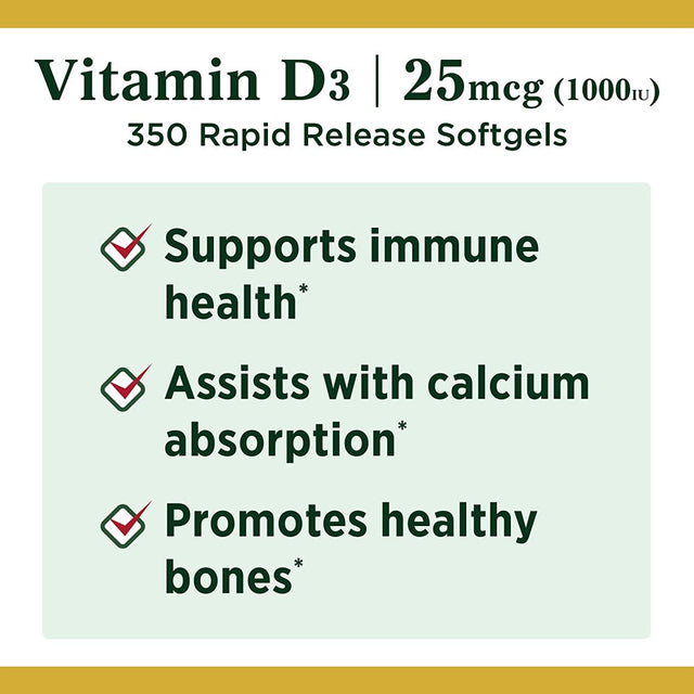 Nature'S Bounty Vitamin D3 1000 IU Immune Health, 120 Softgels (Pack of 2)