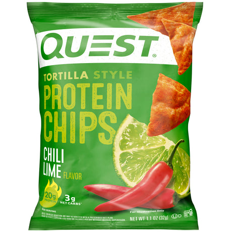 Quest Nutrition, Tortilla Style Protein Chips, Low Carb, High Protein, Chili Lime, 1.1 Oz