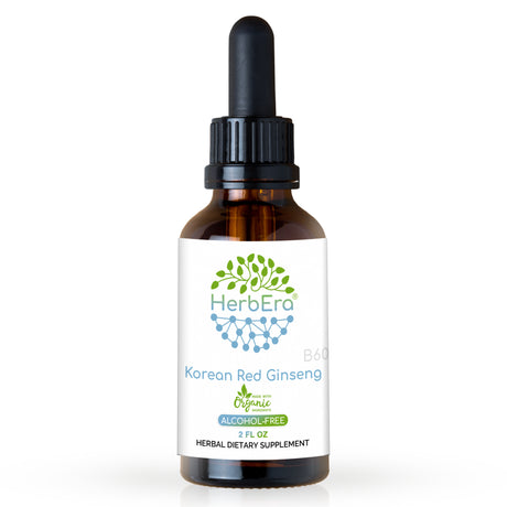 Korean Red Ginseng Alcohol-Free Herbal Extract Tincture, Super-Concentrated Organic Korean Red Ginseng (Asian Ginseng, Panax Ginseng) Dried Root 2 Oz
