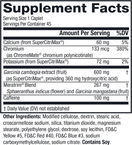 Metabolife Ultra - Dietary Supplement - Hunger Supplement for Women & Men - 800 Mg, 45 Caplets
