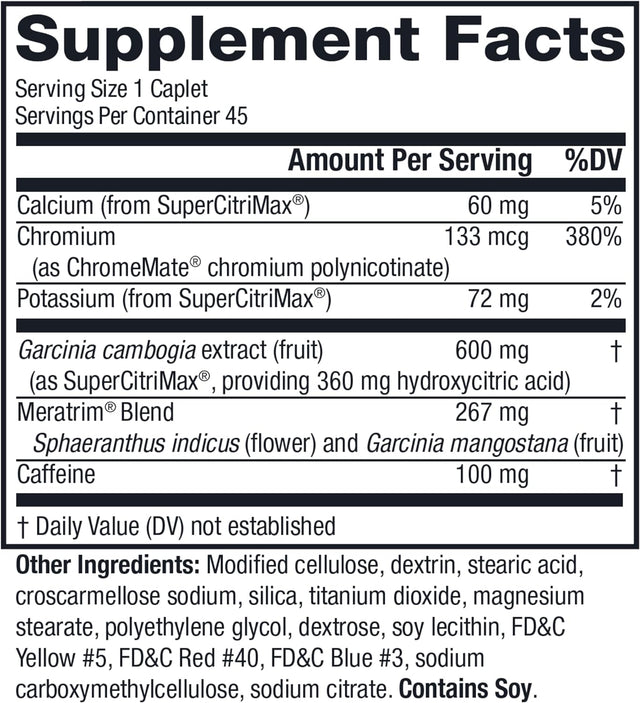 Metabolife Ultra - Dietary Supplement - Hunger Supplement for Women & Men - 800 Mg, 45 Caplets