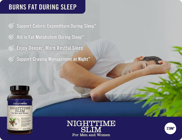 Naturewise Nighttime Slim with Capsimax - Natural Thermogenic Green Coffee Bean & Forskolin Supports Restful Sleep, Optimal Metabolic Performance [(1 Month Supply - 60 Count)