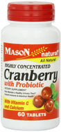 Mason Natural Highly Concentrated Cranberry with Probiotic Tablets 60 Ea (Pack of 4)